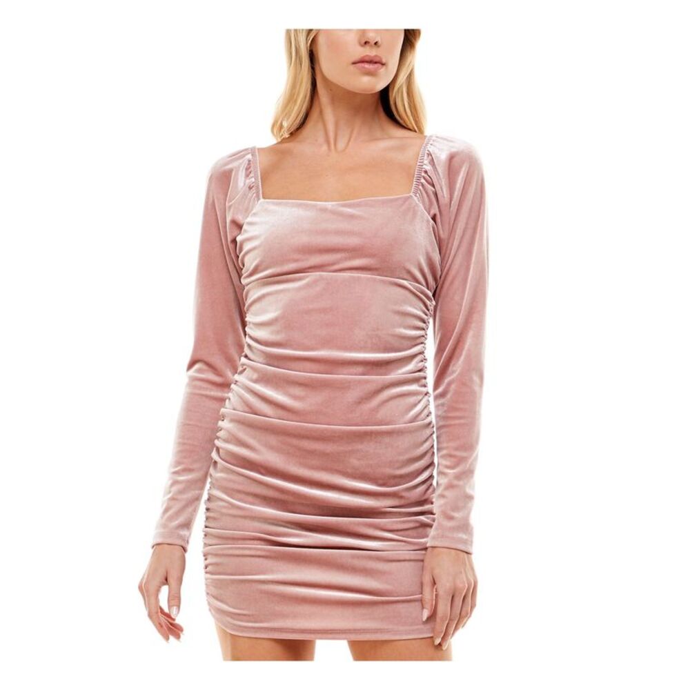 ULTRA FLIRT Pink Stretch Long Sleeve Mini Dress S